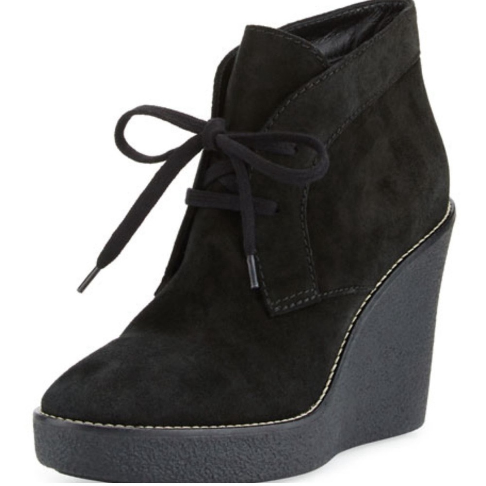 Aquatalia Vianna Suede Desert Wedge Booties sz 11 Black